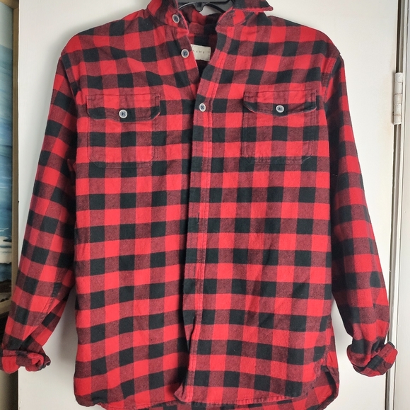 Jachs redand black buffalo check long sleeve flannel shirt Size M - Picture 2 of 16